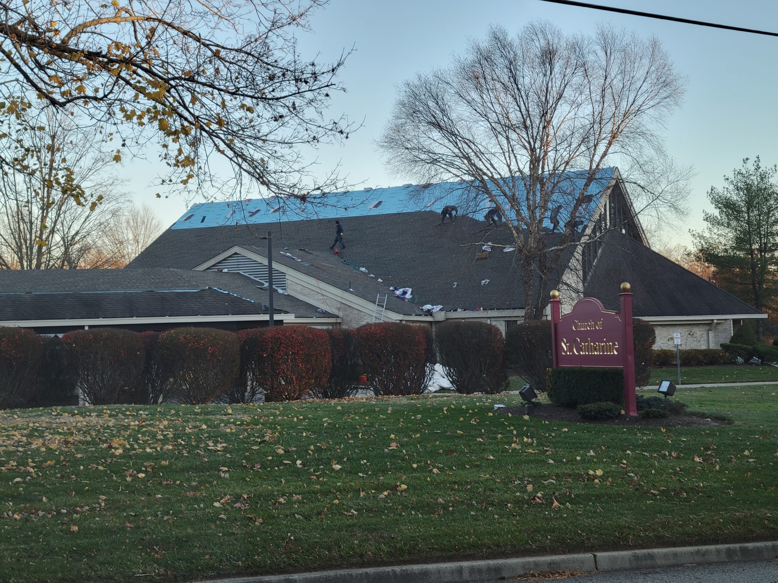 Roofing Contractor Holmdel All Weather Roofing Replaces St. Catherine's roof.